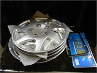 Hubcaps set of 4 and License plate frames