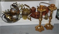 Quantity vintage copper & brass tableware