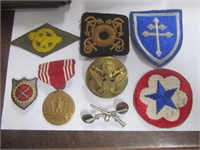 8 Pc. Lot of Military Pins,Medals,Patches