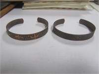 2 Copper Cuff Bracelets
