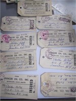 1970's Spencer Oil Co. Postage Stamped Tags(9)