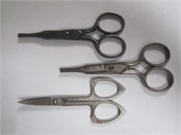 3 Vtg. Small Scissors-Eversharp,Premier,?
