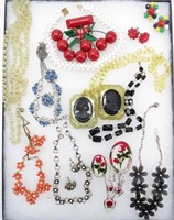 Collection of Vtg Lucite & Flowers Costume Jewelry