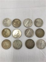 (12) Common Date, Morgan and Peace Dollars