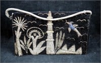 Vintage Women's Embroidered Velvet Purse Clutch