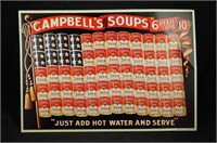 Vtg Campbell's Soup Litho Flag Tin Adv Sign