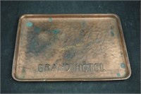 Vtg Grand Hotel Copper 6"x9" Copper Service Tray