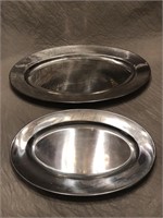 (2) Stainless Steel Platters HUGE!