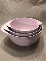 3pc Nesting Bowls PINK Rubber Bottoms
