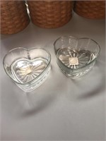 (2) Libby Heart Shaped Glass Bowls