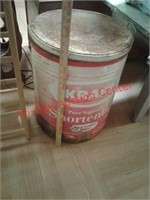 > Metal Kraft shortening advertisement Barrel with