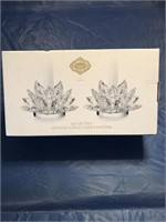 NEW Crystal Lotus Candlhoders (2) Godinger