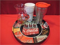 Coca-Cola Metal Serving Tray, Coffee Mug, Cups