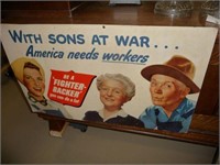 WAR SIGN "WITH SONS AT WAR"