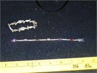 Sterling Dolphin Link Bracelet, Rhinestone