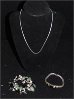 Sterling Jewelry Lot, Bracelets & Necklace