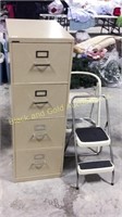 Filing cabinet and 2 step stools