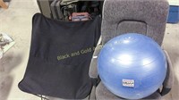 Black lounge chair, computer chair & exercise ball