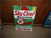 "SKY CHIEF" SINGLE SIDED PORCELAIN SIGN