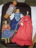 4 Hand Painted & Carved Dolls Inc: Native Amer. &