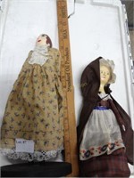 2 Primitive Dolls: Hand Carved & Mounted, Jointed