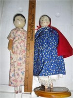 2 Hand Painted, Pegged & Jointed Folk Art Penny Do