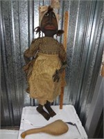 Custom Hand Made Black Americana Rag Doll W/ Goose