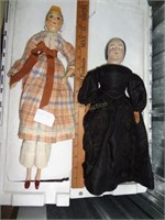 Victorian Jointed Wood Hand Carved & Painted Dolls