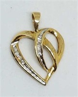 10K Yellow Gold Heart Pendant with Diamonds