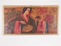 A. Perotti Oil on Canvas Orientalist Geisha