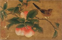 Late 18th Century Watercolor on Silk Peaches