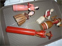 5 Carved & Painted Pin Dolls