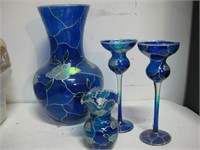 BLUE GLASS DECOR COLLECTION Hand Painted