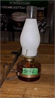 VINTAGE AMBER GLASS OIL LAMP WITH WALL MOUNT