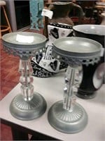Acrylic and metal candle holders