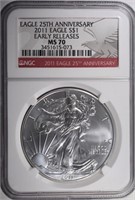 2011 AMERICAN SILVER EAGLE NGC MS70