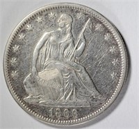 1866 SEATED LIBERTY HALF DOLLAR, XF