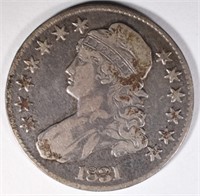 1831 CAPPED BUST HALF DOLLAR, VF