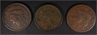 LARGE CENTS: 1834 VG, 1856 VF & 1837 GOOD