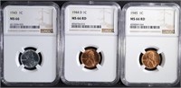 Lot of 3 NGC Graded Lincoln Cents: