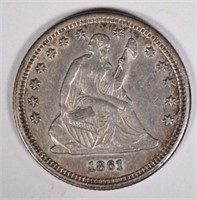 1861 SEATED LIBERTY QUARTER  AU