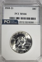 1959-D FRANKLIN HALF DOLLAR, PCI SUPERB GEM BU