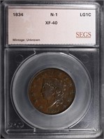 1834 LARGE CENT N-1 SEGS XF