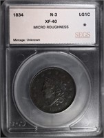 1834 LARGE CENT N-3 SEGS XF