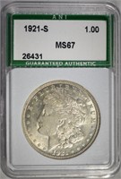 1921-S MORGAN DOLLAR ANI SUPERB GEM BU