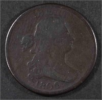 1806 DRAPED BUST HALF CENT, VG/FINE