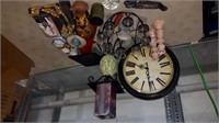 FLAT OF COLLECTIBLES WITH CLOCK & CANDLES