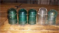 5  GLASS PONY INSULATORS