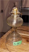 VINTAGE GLASS OIL LAMP NO SHADE