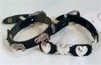 Two Leather Bracelets with Silver Charm